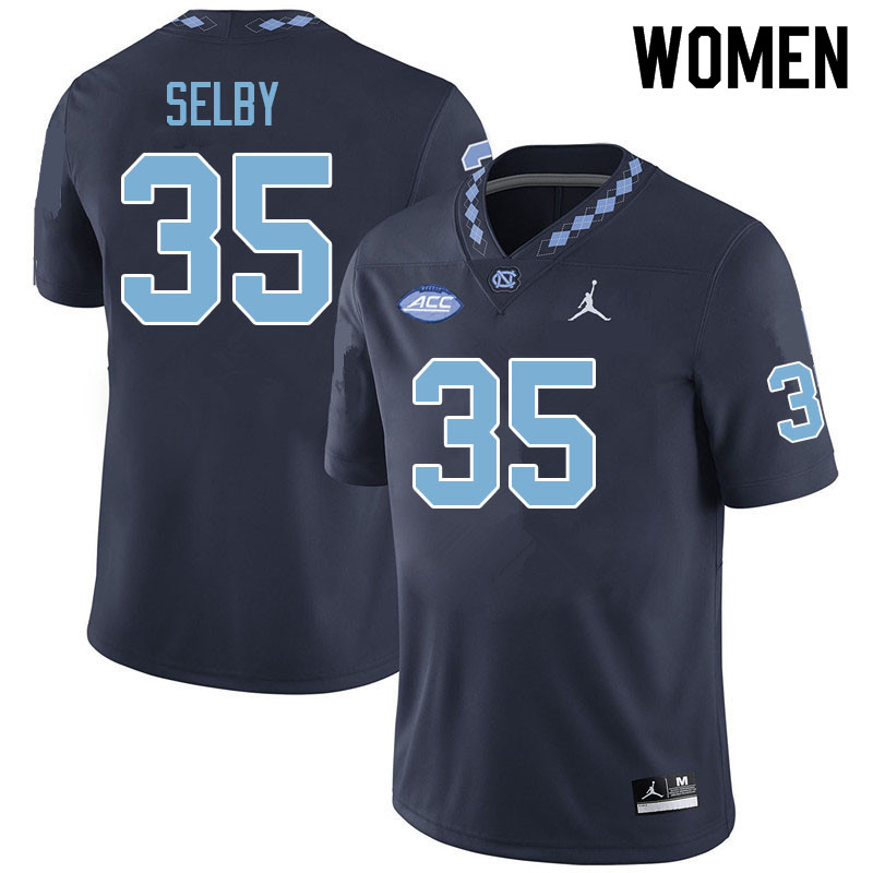 Women #35 Jaden Selby North Carolina Tar Heels College Football Jerseys Sale-Navy